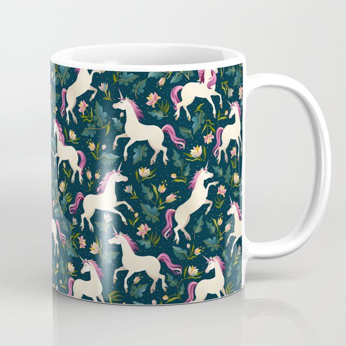 Unicorns on a dark background with a fairy forest Coffee Mug Gallery Image 1
