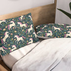 Unicorns on a dark background with a fairy forest Pillow Sham Gallery Image 2