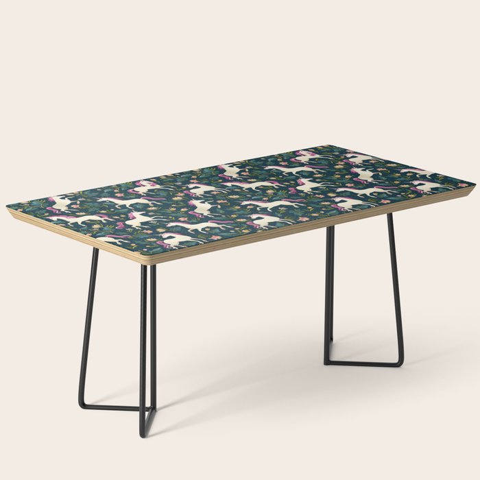 Unicorns on a dark background with a fairy forest Coffee Table Gallery Image 1