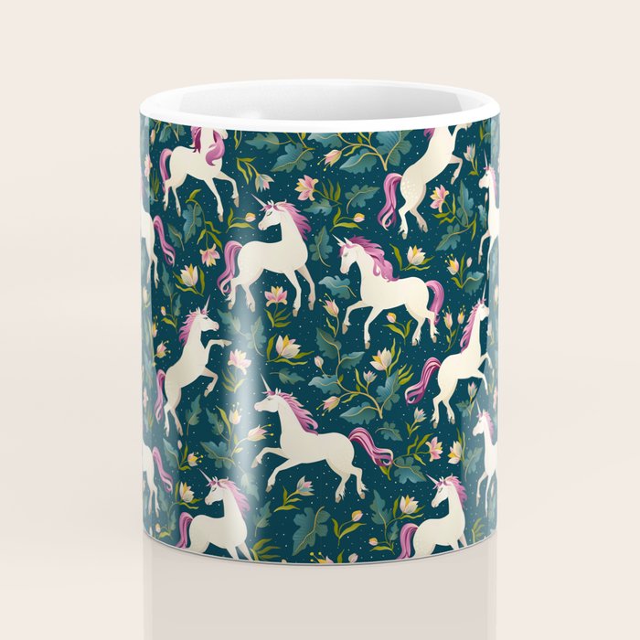 Unicorns on a dark background with a fairy forest Coffee Mug Gallery Image 4