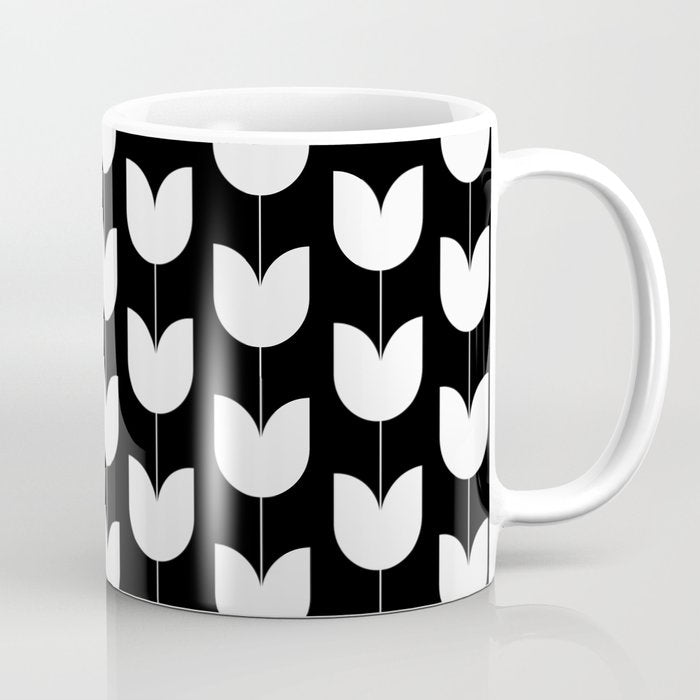 Spring Tulips IV Black and White Mid Century Flowers Coffee Mug Gallery Image 1