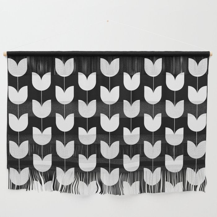 Spring Tulips IV Black and White Mid Century Flowers Wall Hanging Gallery Image 1