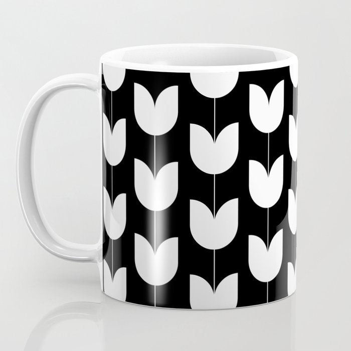 Spring Tulips IV Black and White Mid Century Flowers Coffee Mug Gallery Image 3