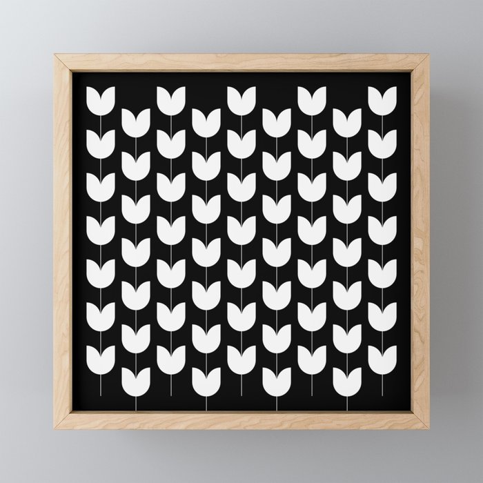 Spring Tulips IV Black and White Mid Century Flowers Mini Art Print Gallery Image 1