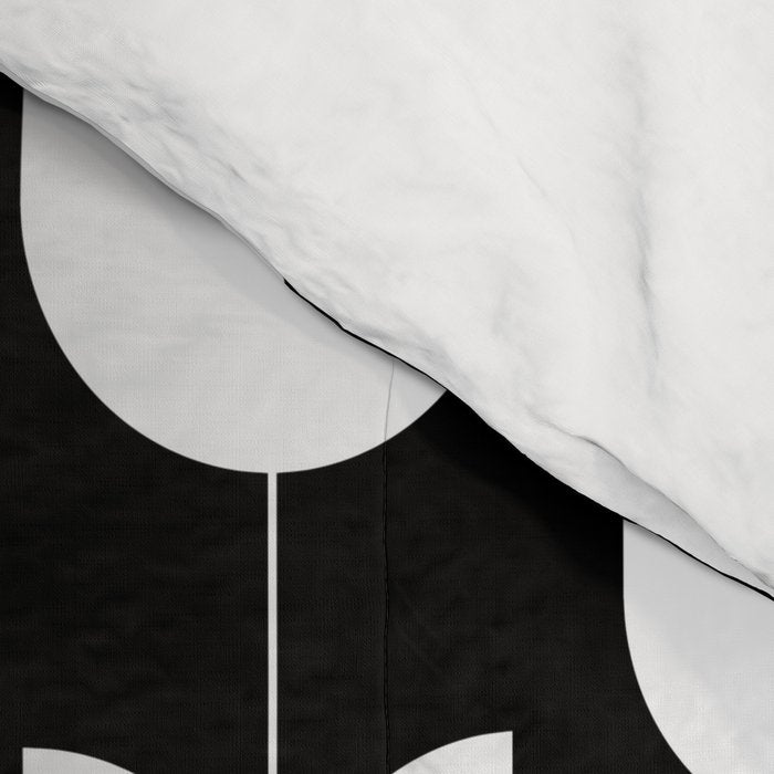 Spring Tulips IV Black and White Mid Century Flowers Comforter Gallery Image 4