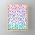 Cute Mermaid Pattern, Pink, Purple, Teal, Pastel Aesthetics Mini Art Print Gallery Image 1
