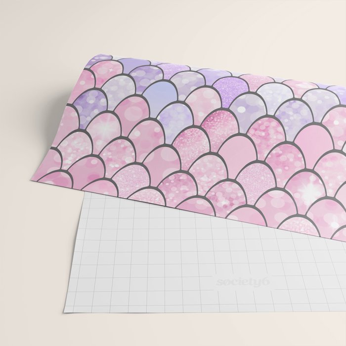 Cute Mermaid Pattern, Pink, Purple, Teal, Pastel Aesthetics Wrapping Paper Gallery Image 2