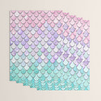 Cute Mermaid Pattern, Pink, Purple, Teal, Pastel Aesthetics Wrapping Paper Gallery Image 3