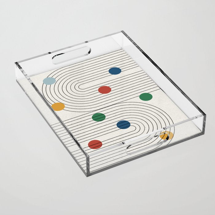 Modern Colorful Retro Dots Acrylic Tray Gallery Image 1