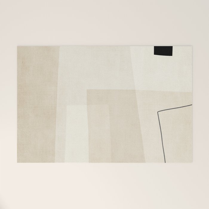 Minimalist Beige Black Japandi Artwork II Welcome Mat Gallery Image 1