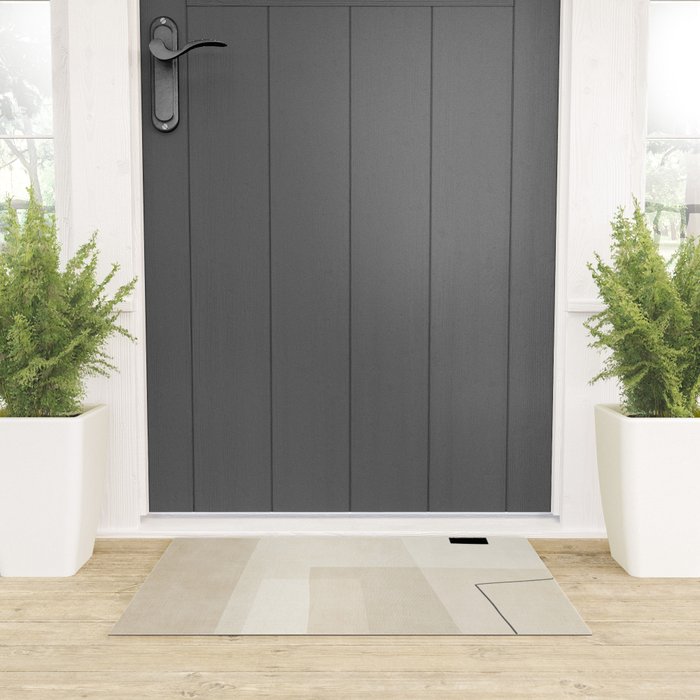 Minimalist Beige Black Japandi Artwork II Welcome Mat Gallery Image 3
