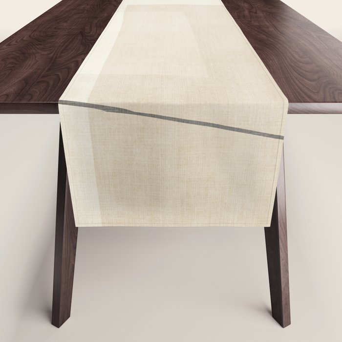 Minimalist Beige Black Japandi Artwork II Table Runner Gallery Image 1