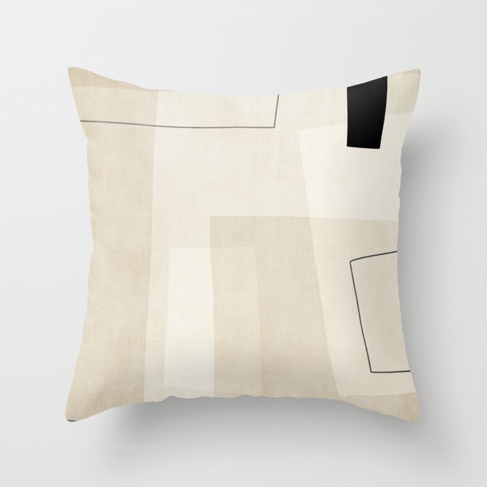 Minimalist Beige Black Japandi Artwork II Throw Pillow Gallery Image 2