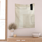 Minimalist Beige Black Japandi Artwork II Wall Tapestry Gallery Image 2
