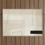 Minimalist Beige Black Japandi Artwork II Outdoor Rug Gallery Image 1