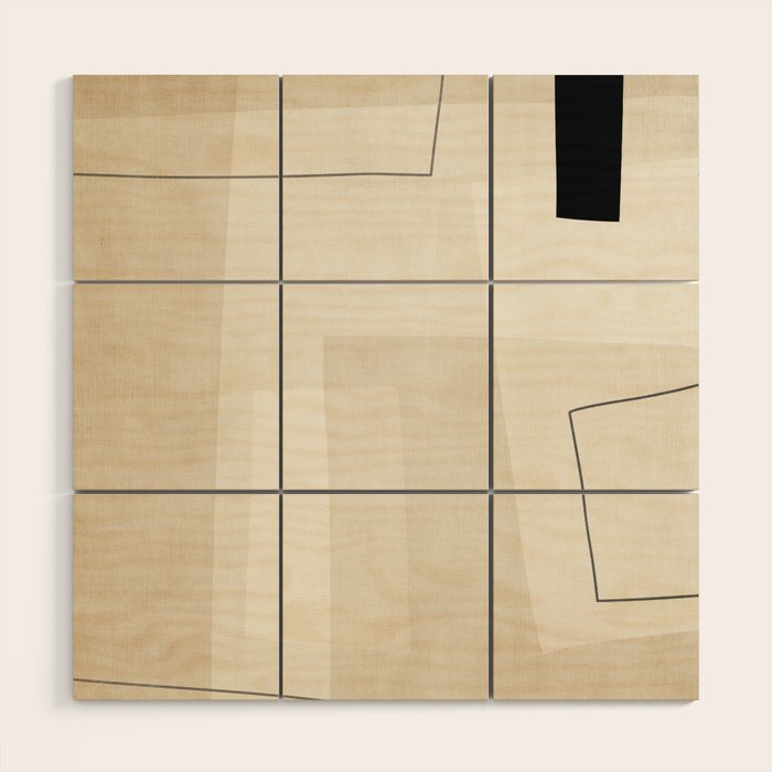 Minimalist Beige Black Japandi Artwork II Wood Wall Art Gallery Image 1