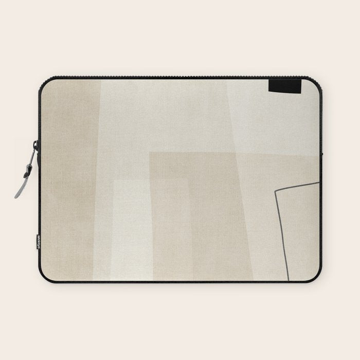Minimalist Beige Black Japandi Artwork II Laptop Sleeve Gallery Image 1
