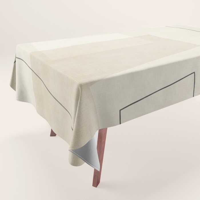 Minimalist Beige Black Japandi Artwork II Tablecloth Gallery Image 1