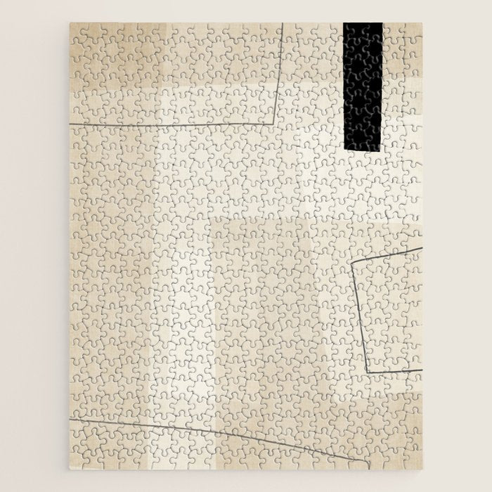 Minimalist Beige Black Japandi Artwork II Jigsaw Puzzle Gallery Image 1
