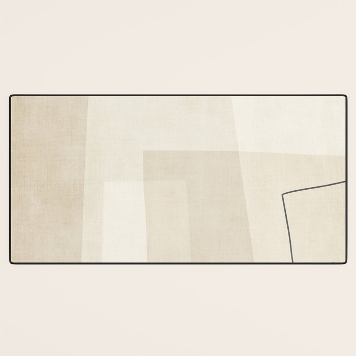Minimalist Beige Black Japandi Artwork II Desk Mat Gallery Image 3