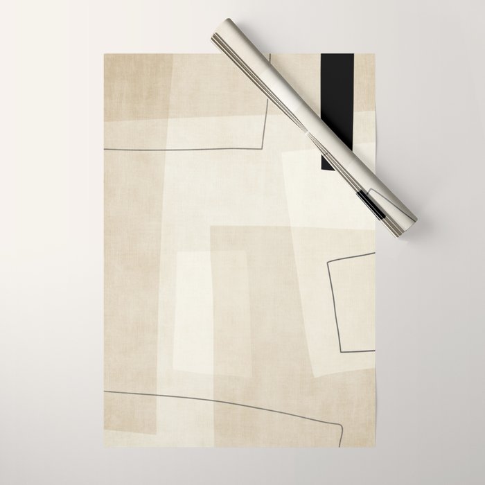 Minimalist Beige Black Japandi Artwork II Wrapping Paper Gallery Image 1