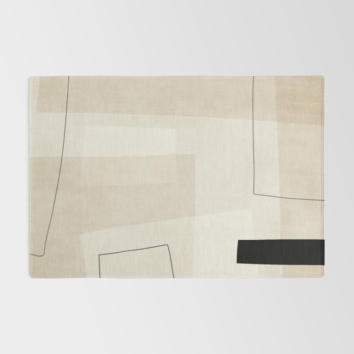 Minimalist Beige Black Japandi Artwork II Rug Gallery Image 2