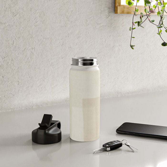 Minimalist Beige Black Japandi Artwork II Water Bottle Gallery Image 4