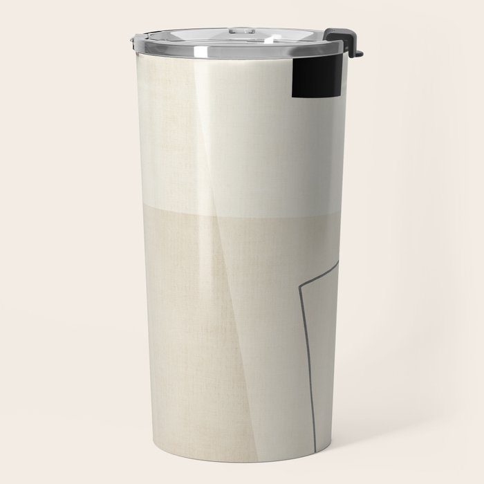 Minimalist Beige Black Japandi Artwork II Travel Mug Gallery Image 2