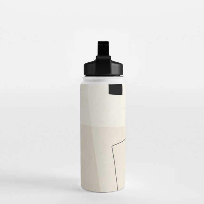 Minimalist Beige Black Japandi Artwork II Water Bottle Gallery Image 2