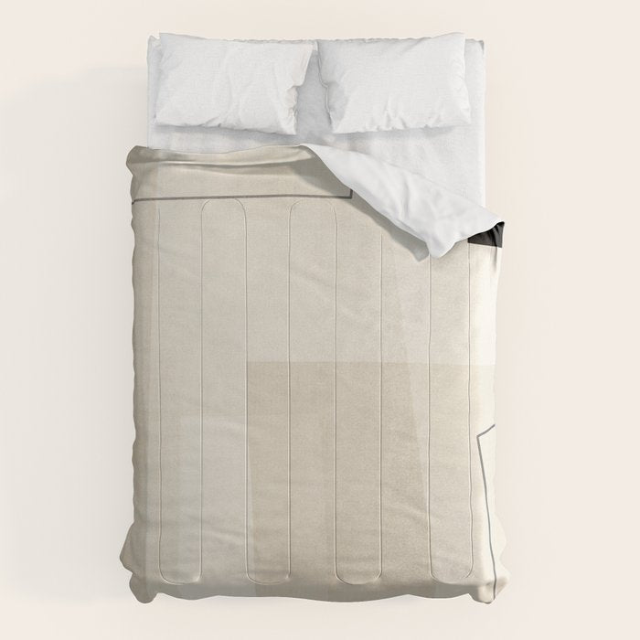 Minimalist Beige Black Japandi Artwork II Comforter Gallery Image 6