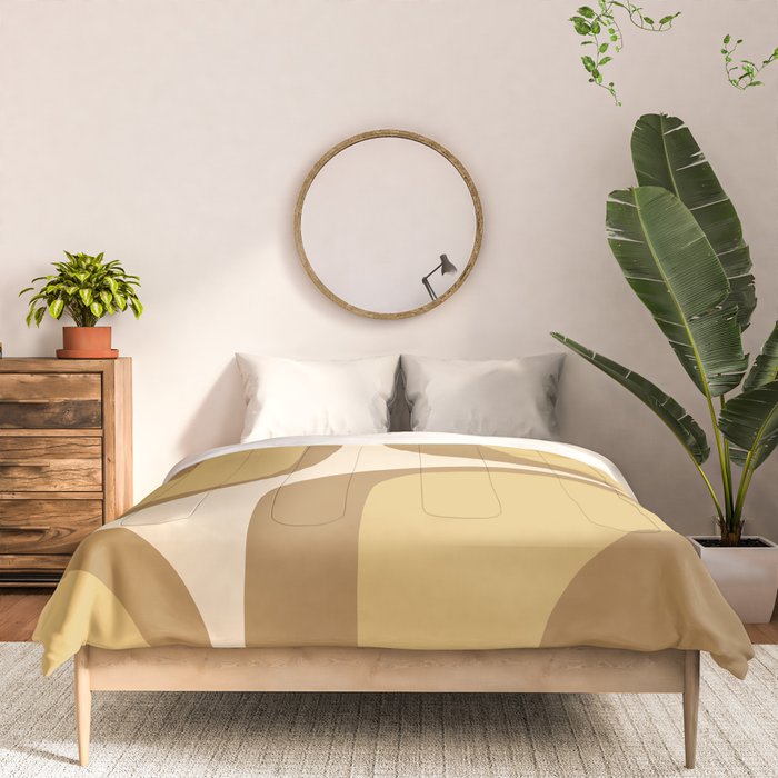 Retro Groove Minimalist Mid Century Modern Abstract in Ochre Dijon Tones Comforter Gallery Image 3
