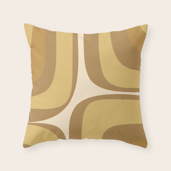 Retro Groove Minimalist Mid Century Modern Abstract in Ochre Dijon Tones Throw Pillow Gallery Image 6