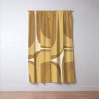 Retro Groove Minimalist Mid Century Modern Abstract in Ochre Dijon Tones Window Curtain Gallery Image 3