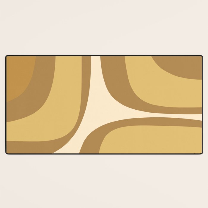Retro Groove Minimalist Mid Century Modern Abstract in Ochre Dijon Tones Desk Mat Gallery Image 3