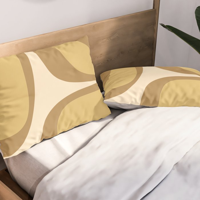 Retro Groove Minimalist Mid Century Modern Abstract in Ochre Dijon Tones Pillow Sham Gallery Image 2