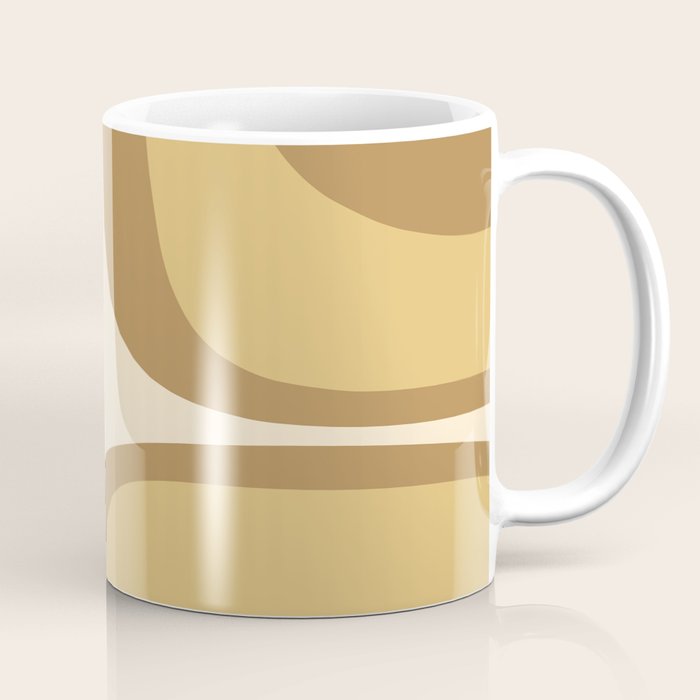 Retro Groove Minimalist Mid Century Modern Abstract in Ochre Dijon Tones Coffee Mug Gallery Image 1