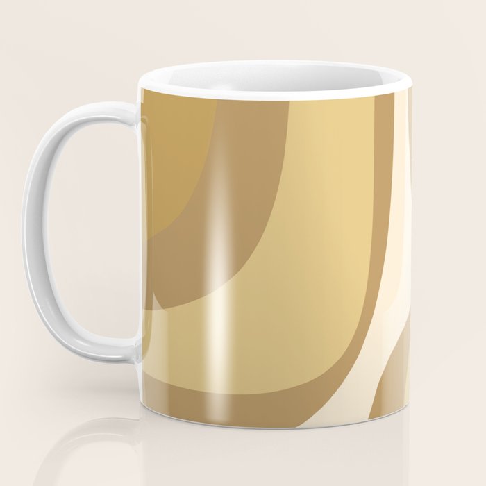 Retro Groove Minimalist Mid Century Modern Abstract in Ochre Dijon Tones Coffee Mug Gallery Image 3