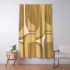 Retro Groove Minimalist Mid Century Modern Abstract in Ochre Dijon Tones Window Curtain Gallery Image 5