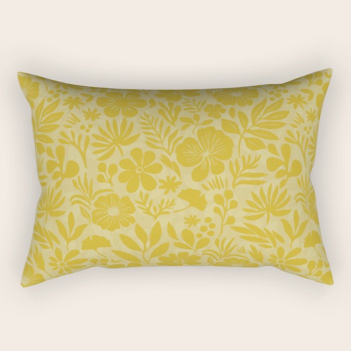 Charming Flower Shapes Warm Sunny Yellow Rectangular Pillow Gallery Image 1