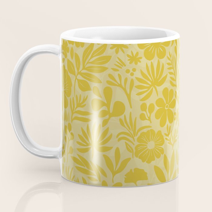 Charming Flower Shapes Warm Sunny Yellow Coffee Mug Gallery Image 3