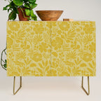 Charming Flower Shapes Warm Sunny Yellow Credenza Gallery Image 1
