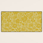 Charming Flower Shapes Warm Sunny Yellow Desk Mat Gallery Image 3