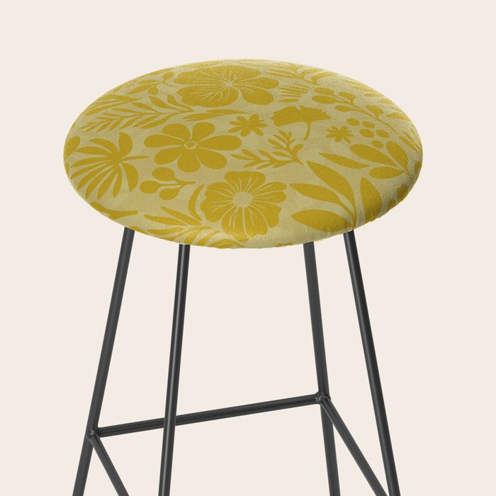 Charming Flower Shapes Warm Sunny Yellow Stool Gallery Image 2