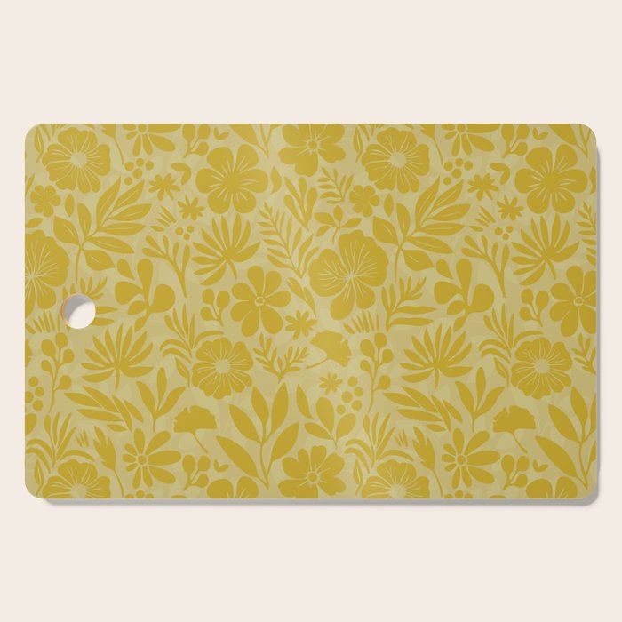 Charming Flower Shapes Warm Sunny Yellow Cutting Board Gallery Image 1