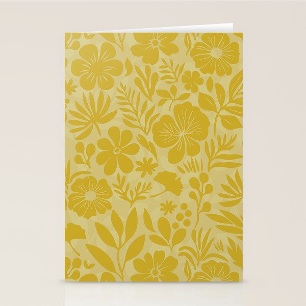 Charming Flower Shapes Warm Sunny Yellow Stationery Card Gallery Image 2
