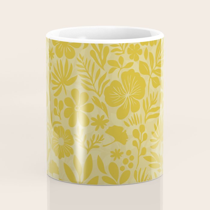 Charming Flower Shapes Warm Sunny Yellow Coffee Mug Gallery Image 4