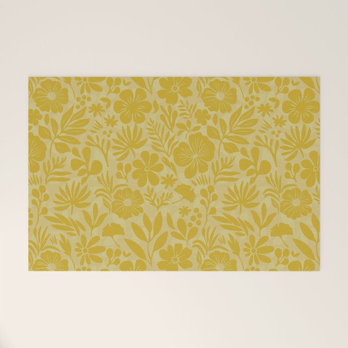 Charming Flower Shapes Warm Sunny Yellow Welcome Mat Gallery Image 1