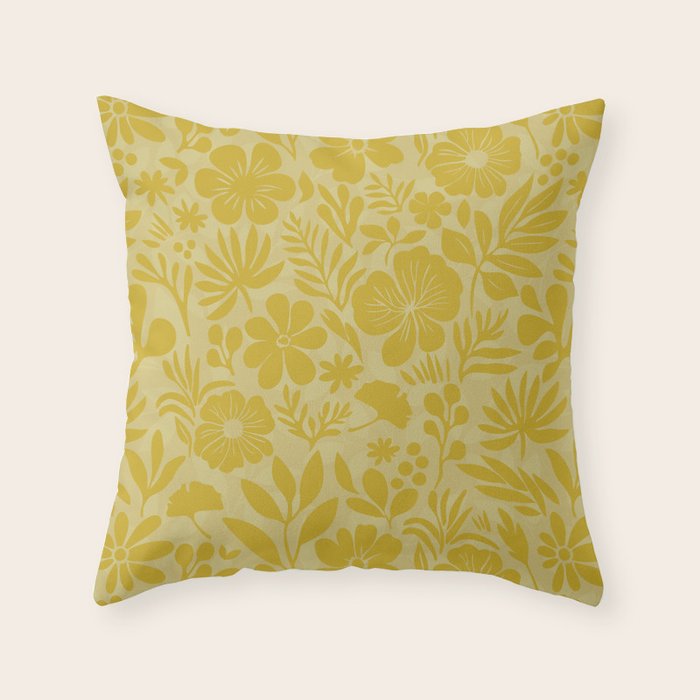 Charming Flower Shapes Warm Sunny Yellow Throw Pillow Gallery Image 6