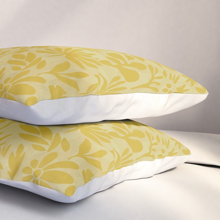Charming Flower Shapes Warm Sunny Yellow Pillow Sham Gallery Image 3