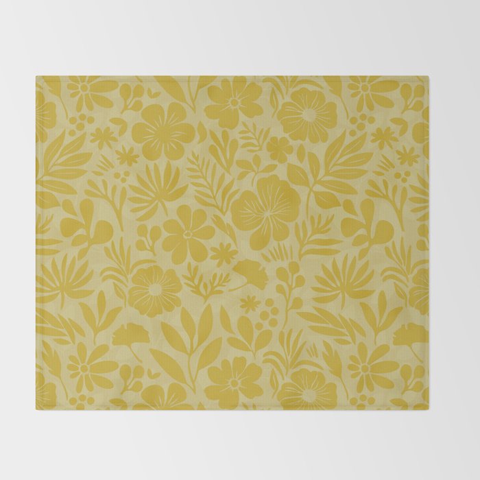 Charming Flower Shapes Warm Sunny Yellow Throw Blanket Gallery Image 2